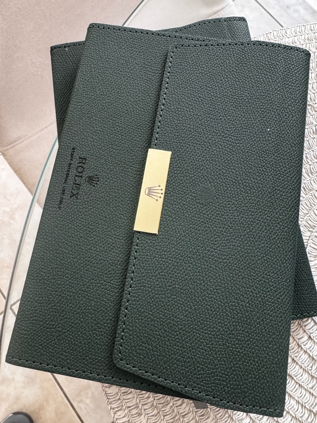 Authentic Rolex Dark Green Notepad With Gold Accent
